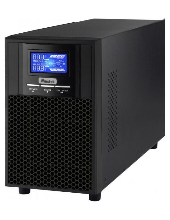 Ups mustek online cu sinusoida pura tower  1000va/ 1000w avr 4 x socket iec display lcd 3 x baterie 12v/7ah backup: 5 min. incar