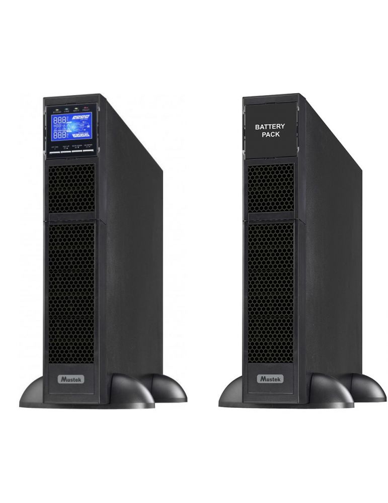 Ups mustek online cu sinusoida pura rack 6000va/ 6000w avr iesire terminal block display lcd 16 x baterie 12v/7ah backup 4mininc