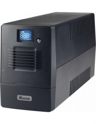 Ups mustek line int. cu management lcd   800va/ 480w avr 4 x socket iec display lcd 1 x baterie 12v/9ah backup: 20 min. incarcar
