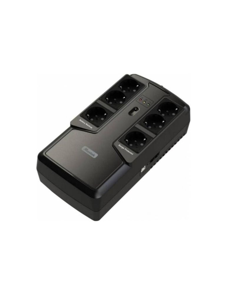 Ups mustek offline (fara avr) 800va/ 400w 6 x socket schuko indicatie status cu led 1 baterie 12v/5ah backup: 5 min. incarcar