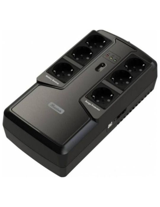 Ups mustek  offline (fara avr)   800va/ 400w 6 x socket schuko indicatie status cu led 1 baterie 12v/5ah backup: 5 min. incarcar