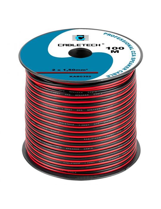 Cablu difuzor cca 2x1.50mm rosu/negru 100m Cabletech - 1