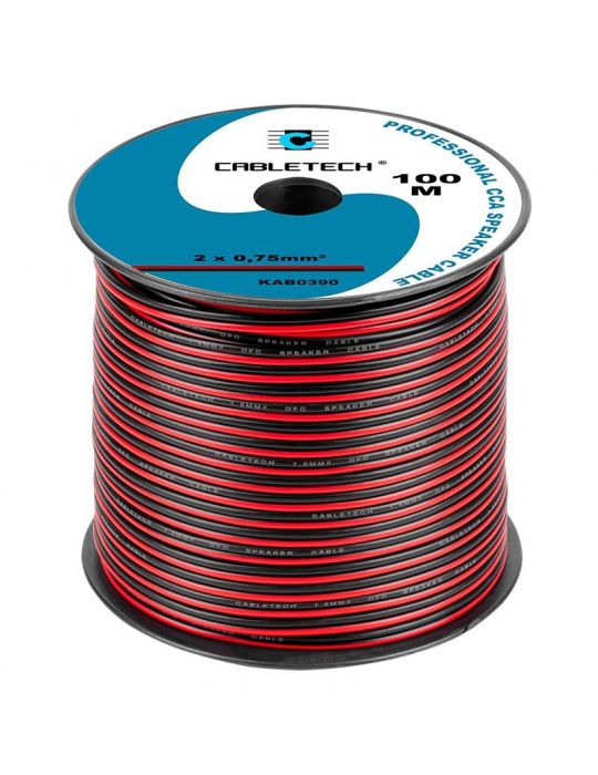 Cablu difuzor cca 2x0.75mm rosu/negru 100m Cabletech - 1