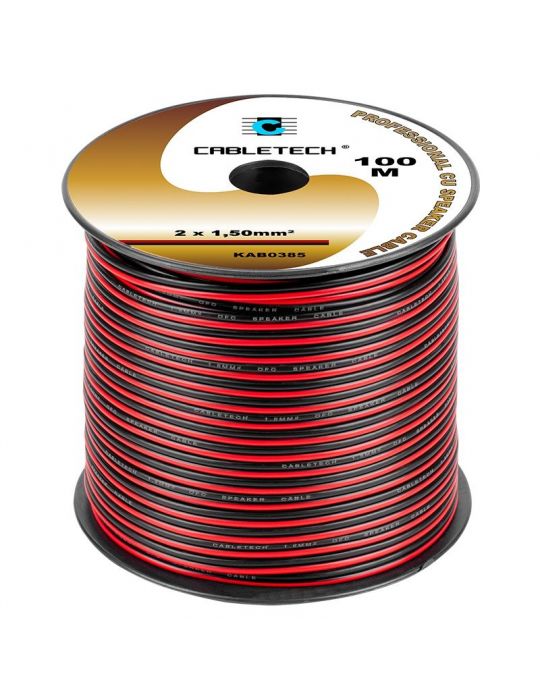 Cablu difuzor cupru 2x1.50mm rosu/negru 100m Cabletech - 1