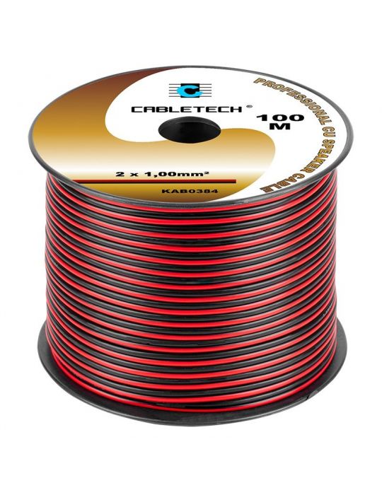 Cablu difuzor cupru 2x1.00mm rosu/negru 100m Cabletech - 1