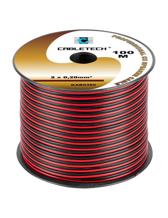 Cablu difuzor cupru 2x0.20mm rosu/negru 100m Cabletech - 1