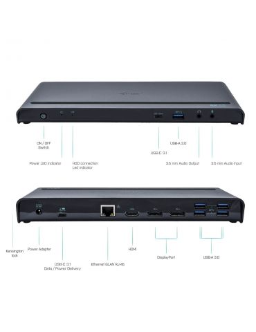 i-tec CATRIPLE4KDOCKPD stații de andocare și replicatoare de porturi pentru calculatoare portabile Prin cablu USB 3.2 Gen 1 I-te