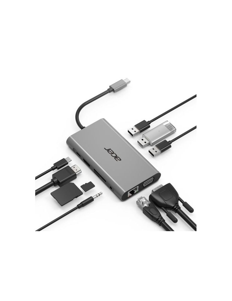 Acer HP.DSCAB.002 hub-uri de interfață USB 3.2 Gen 1 (3.1 Gen 1) Type-C 5000 Mbit/s Argint