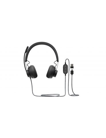 Logitech Zone Căști Prin cablu Bandă de fixare pe cap Apeluri/Muzică USB tip-C Grafit Logitech - 1 - Tik.ro