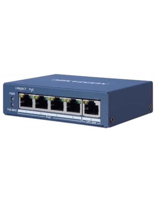 Switch 4 port 1uplink 35w unmanaged ds-3e0505p-e/m (include tv 1.5 lei) Hikvision - 1