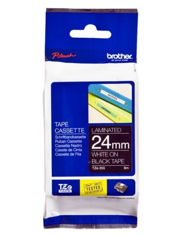 Brother TZe-355 benzi pentru etichete Alb pe negru - Tik.ro