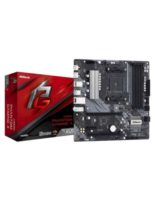 ASRock A520M Phantom Gaming 4 - motherboard - micro ATX - Socket AM4 - AMD A520 Asrock - 1