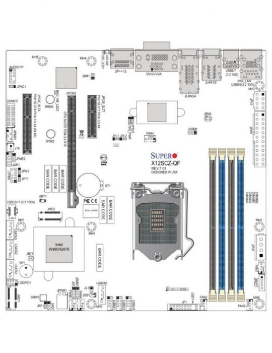 Placa de baza Supermicro X12SCZ-QF - motherboard - micro ATX - LGA1200 Socket - Q470 Supermicro - 1