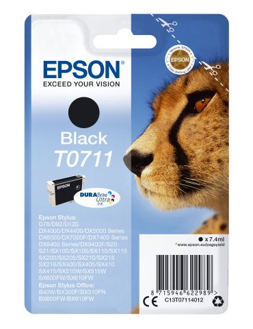 Epson Cheetah Singlepack Black T0711 DURABrite Ultra Ink - Tik.ro