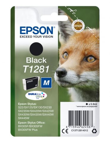 Epson Fox Singlepack Black T1281 DURABrite Ultra Ink - Tik.ro
