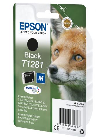 Epson Fox Singlepack Black T1281 DURABrite Ultra Ink