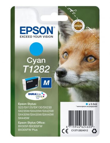 Epson Fox Singlepack Cyan T1282 DURABrite Ultra Ink - Tik.ro