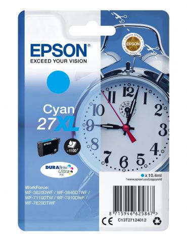 Epson Alarm clock Singlepack Cyan 27XL DURABrite Ultra Ink - Tik.ro