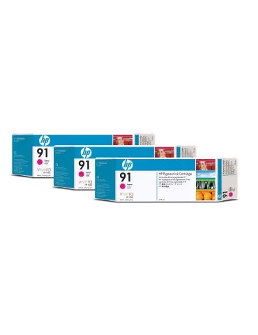 HP 91 3-pack 775-ml Magenta DesignJet Pigment Ink Cartridges cartușe cu cerneală 1 buc. Original