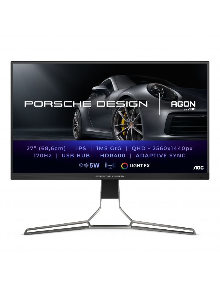 AOC Porsche PD27S LED display 68,6 cm (27") 2560 x 1440 Pixel Quad HD Negru, Gri