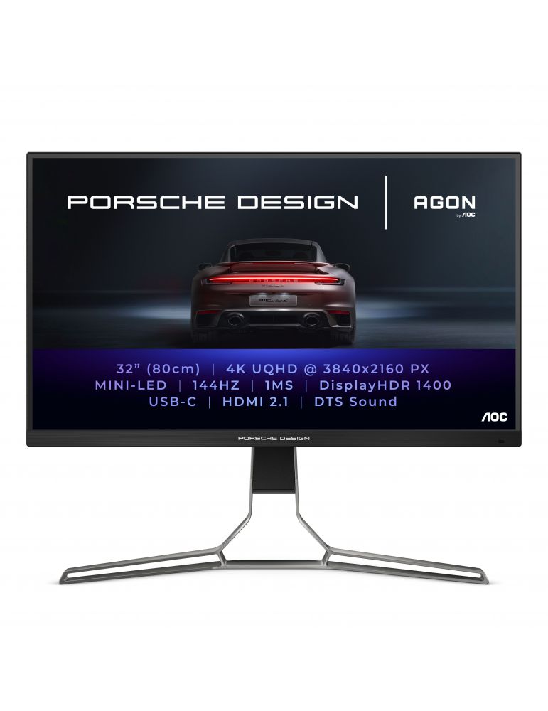 AOC Porsche PD32M LED display 80 cm (31.5") 3840 x 2160 Pixel 4K Ultra HD IPS Negru, Gri