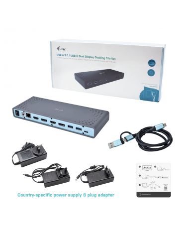 i-tec CADUAL4KDOCK stații de andocare și replicatoare de porturi pentru calculatoare portabile Prin cablu USB 3.2 Gen 1 (3.1 I-t