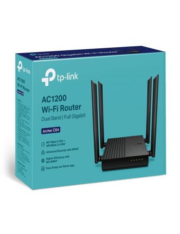 TP-Link Archer C64 router wireless Gigabit Ethernet Bandă dublă (2.4 GHz  5 GHz) Negru