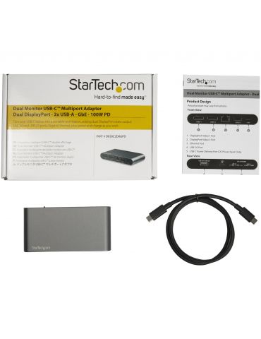 StarTech.com DK30C2DAGPD stații de andocare și replicatoare de porturi pentru calculatoare portabile Prin cablu USB 3.2 Gen 1 St