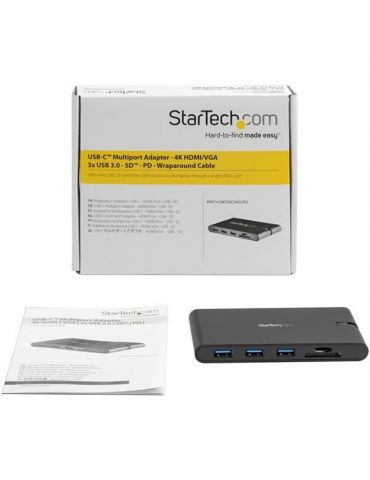 StarTech.com DKT30CHVSCPD stații de andocare și replicatoare de porturi pentru calculatoare portabile Prin cablu USB 3.2 Gen 1 S