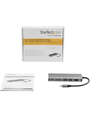 StarTech.com DKT30CSDHPD3 stații de andocare și replicatoare de porturi pentru calculatoare portabile Prin cablu USB 3.2 Gen 1 S