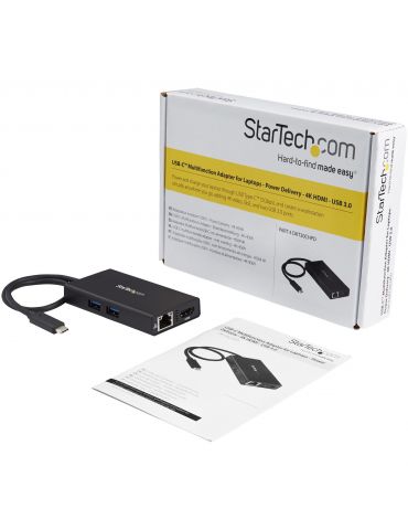 StarTech.com DKT30CHPD stații de andocare și replicatoare de porturi pentru calculatoare portabile Prin cablu USB 3.2 Gen 1 Star