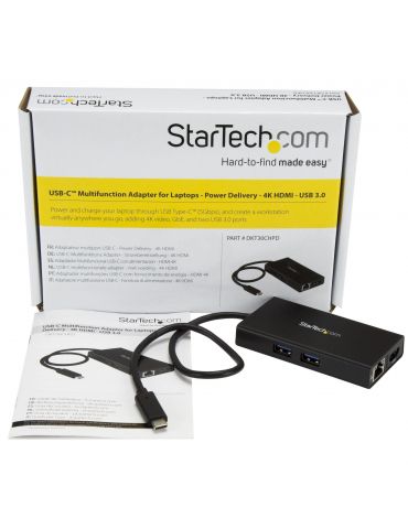 StarTech.com DKT30CHPD stații de andocare și replicatoare de porturi pentru calculatoare portabile Prin cablu USB 3.2 Gen 1 Star