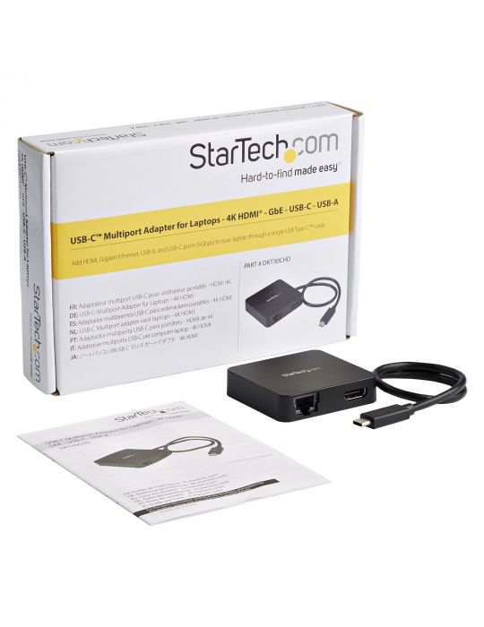 StarTech.com DKT30CHD stații de andocare și replicatoare de porturi pentru calculatoare portabile Prin cablu USB 3.2 Gen 1 (3.1 