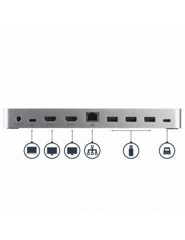 StarTech.com MST30C2HHPDU stații de andocare și replicatoare de porturi pentru calculatoare portabile Prin cablu USB 3.2 Gen 1 S