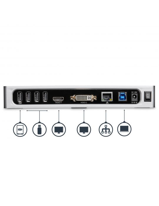 StarTech.com DK30ADD stații de andocare și replicatoare de porturi pentru calculatoare portabile Prin cablu USB 3.2 Gen 1 (3.1 S