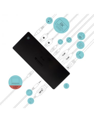 i-tec TB3CDUALDPDOCKPD stații de andocare și replicatoare de porturi pentru calculatoare portabile Prin cablu Thunderbolt 3 I-te