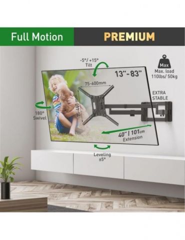 Suport tv plat/curbat de perete cu 2 brate barkan bm464xl Barkan - 1