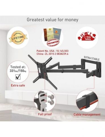 Suport tv plat/curbat de perete cu 2 brate barkan bm464xl Barkan - 1