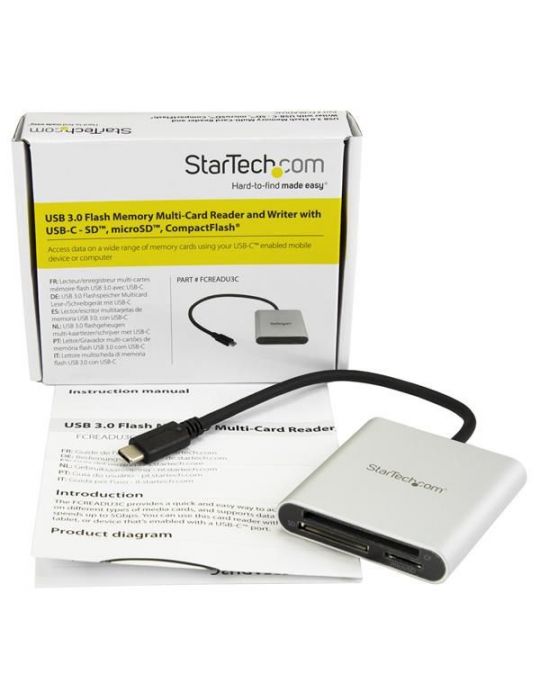 StarTech.com FCREADU3C cititoare de carduri USB 3.2 Gen 1 (3.1 Gen 1) Type-C Negru, Argint StarTech.com - 4