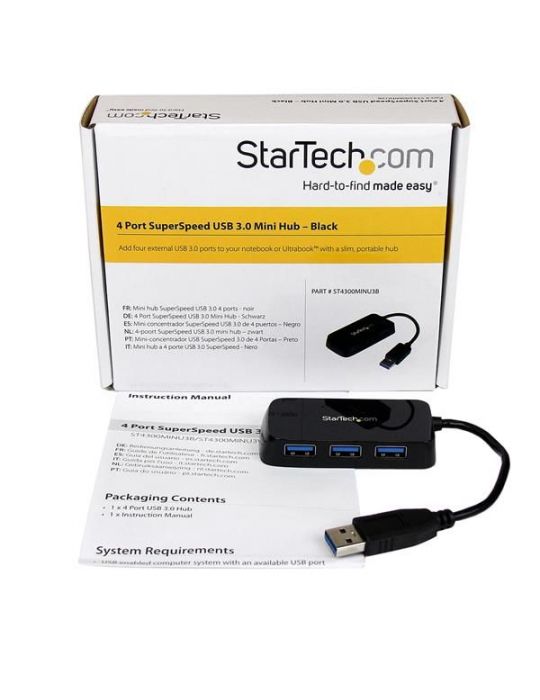 StarTech.com ST4300MINU3B hub-uri de interfață USB 3.2 Gen 1 (3.1 Gen 1) Type-A 5000 Mbit/s Negru StarTech.com - 5
