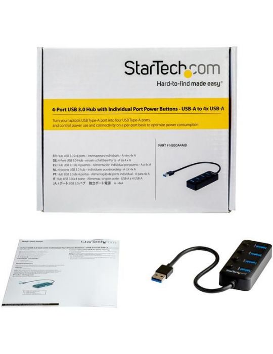 StarTech.com HB30A4AIB hub-uri de interfață USB 3.2 Gen 1 (3.1 Gen 1) Type-A 5000 Mbit/s Negru StarTech.com - 2