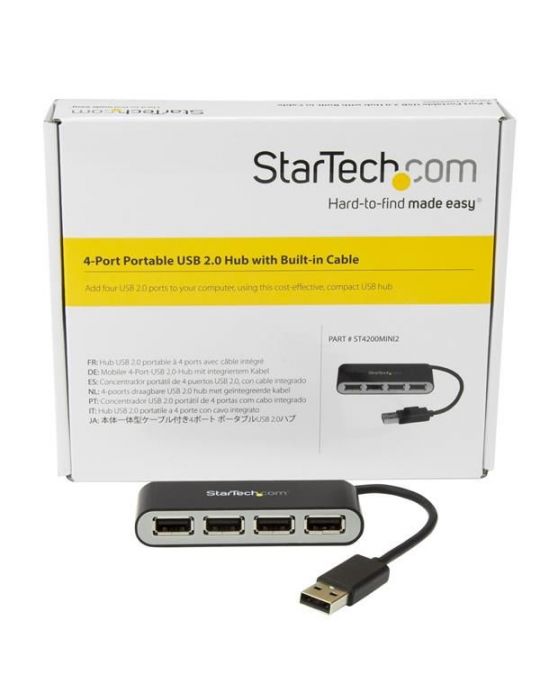 StarTech.com ST4200MINI2 hub-uri de interfață USB 2.0 480 Mbit/s Negru, Argint StarTech.com - 6