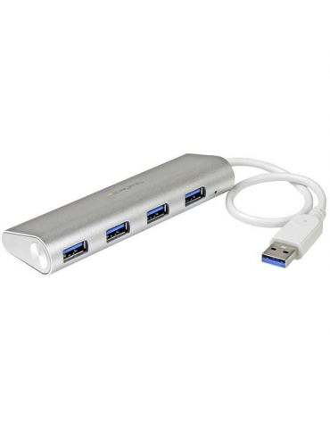 StarTech.com ST43004UA hub-uri de interfață USB 3.2 Gen 1 (3.1 Gen 1) Type-A 5000 Mbit/s Argint, Alb StarTech.com - 1 - Tik.ro