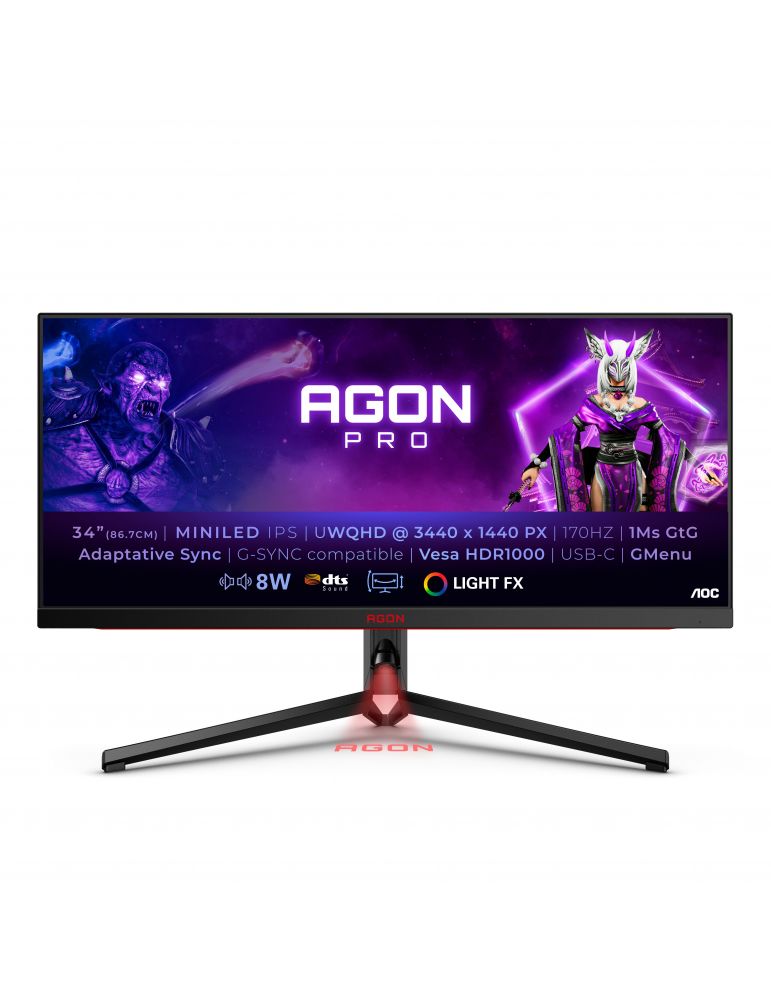 AOC AGON PRO AG344UXM monitoare LCD 86,4 cm (34") 3440 x 1440 Pixel UltraWide Quad HD LED Negru, Roşu