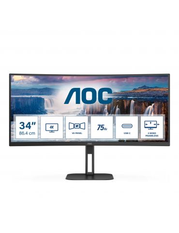 AOC V5 CU34V5C 86,4 cm (34") 3440 x 1440 Pixel Wide Quad HD LED Negru Aoc - 1 - Tik.ro