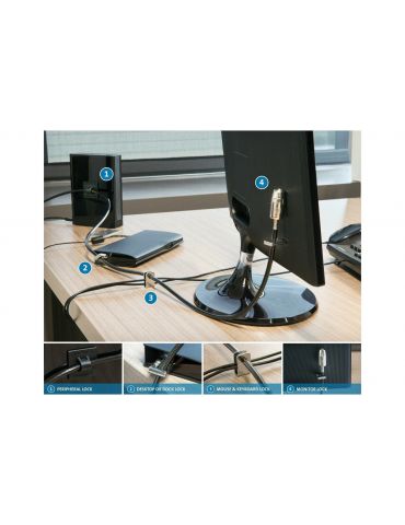 Kensington K64424WW cabluri cu sistem de blocare Negru, Argint 2,44 m Kensington - 7