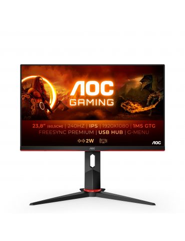 AOC G2 24G2ZU/BK LED display 60,5 cm (23.8") 1920 x 1080 Pixel Full HD Negru, Roşu Aoc - 1 - Tik.ro