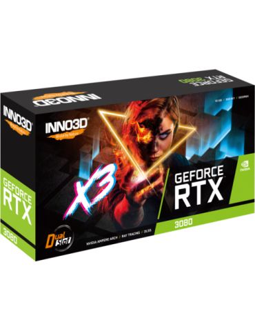 Placa video Inno3D nVidia GeForce RTX 3080 X3 LHR 10GB, GDDR6X, 320bit Inno3d - 3