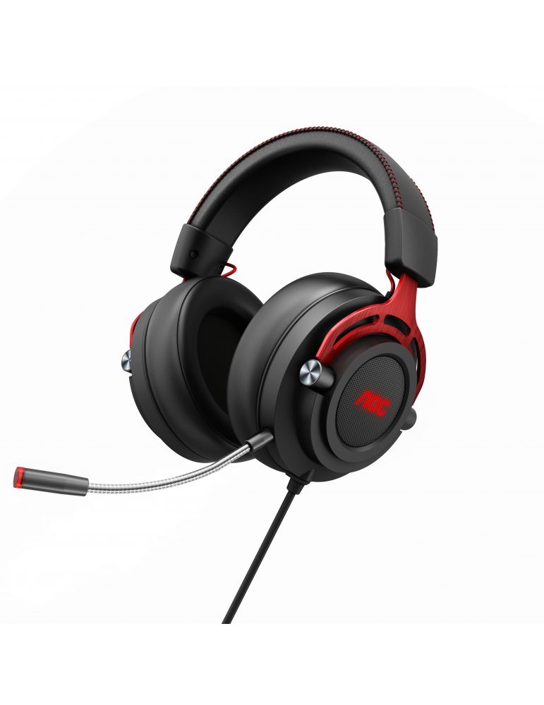 AOC GH300 cască audio & cască cu microfon Căști Prin cablu Bandă de fixare pe cap Gaming Negru, Roşu