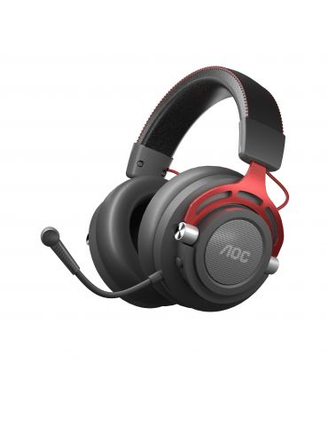 AOC GH401 cască audio & cască cu microfon Căști Prin cablu & Wireless Bandă de fixare pe cap Gaming Negru, Roşu Aoc - 4